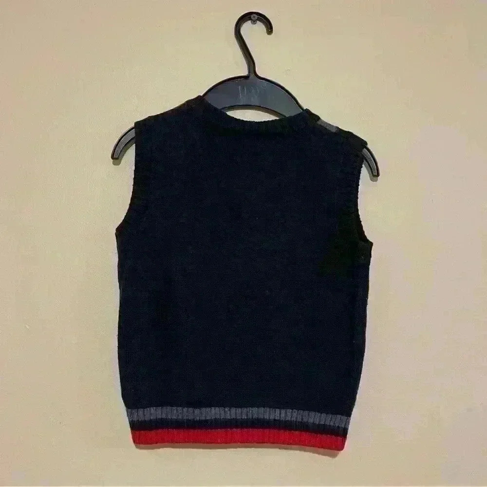 BabiesRUs Sweater Vest Holiday Winter Christmas Black-Red 100% Cotton Size 3T - Picture 2 of 6